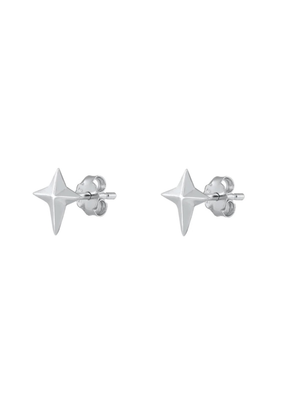 Sterling Silver Polished North Star Stud Earrings 7mm